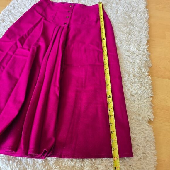 JOSEPHHO Womens 100% Wool Magenta Midi Skirt Size 10 Western Vintage - Picture 6 of 11